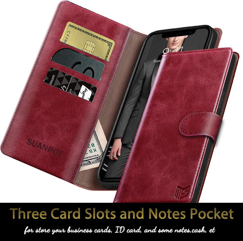 SUANPOT RFID Blocking Wallet Case for iPhone 7/8/SE2/SE 3rd 2020/2022, Flip Book PU Leather Cover for Apple iPhone