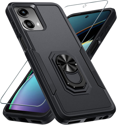 Shop Motorola Moto G 5G 2024 Case, Heavy Duty Shockproof Full Body Cover with Screen Protector & Rotatable Kickstand,