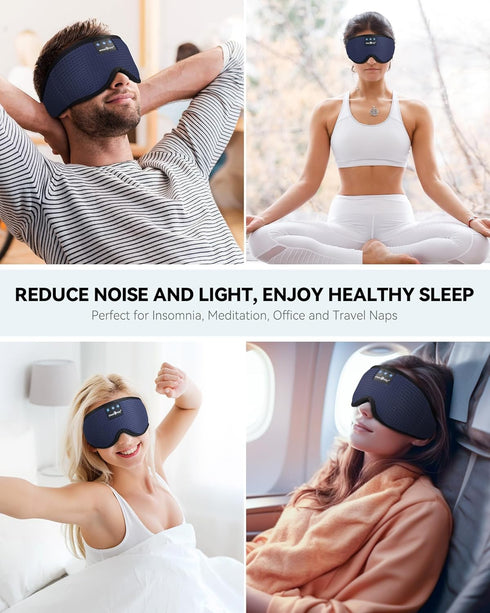 MUSICOZY Sleep Headphones Bluetooth Sleep Eye Mask, Wireless Headphones for Side Sleepers, Cool Tech Gadgets (Blue)