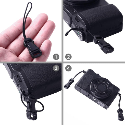 Padwa Lifestyle 4 Pcs Black Quick Release Camera Strap QD Loops Connector Adapter for Digital Cameras, Binoculars