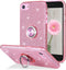 Wisdompro Case for iPhone SE 2022/2020, for iPhone 8, for iPhone 7, Cute Glitter Bling Sparkly Case with Ring Stand,