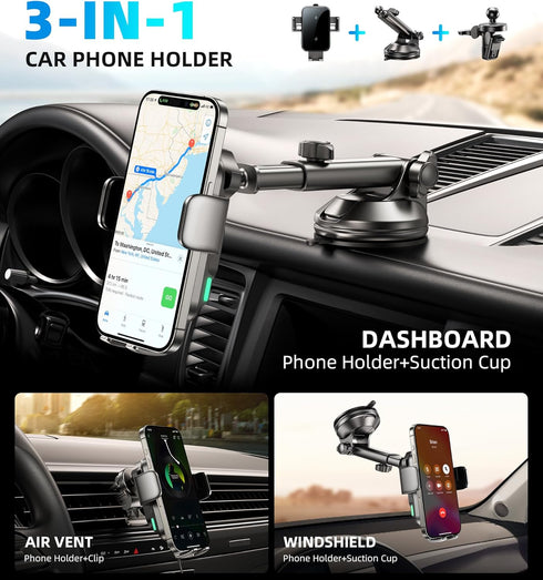 GuMosh Dual Coil Wireless Car Charger, Fast Charging Auto-Clamping Alignment Car Phone Holder Charger for Samsung Flip,