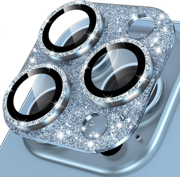 YWXTW Glitter Shiny Diamond Metal Ring Camera Lens Protector for iPhone 13 Pro/Pro Max - 4th Gen Tempered Glass Cover