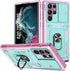Galaxy S22 Ultra Case, Pink Green Shockproof Impact Resistant with Slide Lens Protective Cover