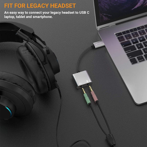 Cubilux USB C to TRS Microphone Headphone Splitter, Type C to 3.5mm Audio MIC Adapter, Compatible with Google Pixel
