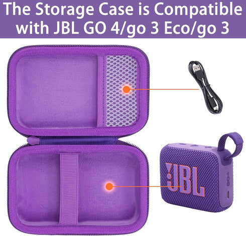 co2CREA Hard Carrying Case for JBL Go 4 Go3 Go 3 Eco, Waterproof Ultra Portable Bluetooth Speaker (Purple Case)