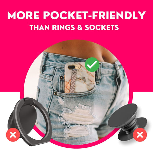 Phone Loops: Non-Elastic Phone Grip, Small and Light Phone Holder for Hand - Discreet Cell Phone Loop