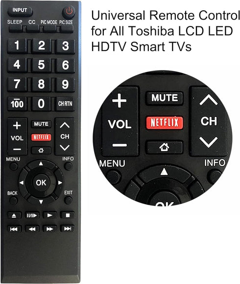 Universal Remote Control for All Toshiba TVs, No Setup Needed