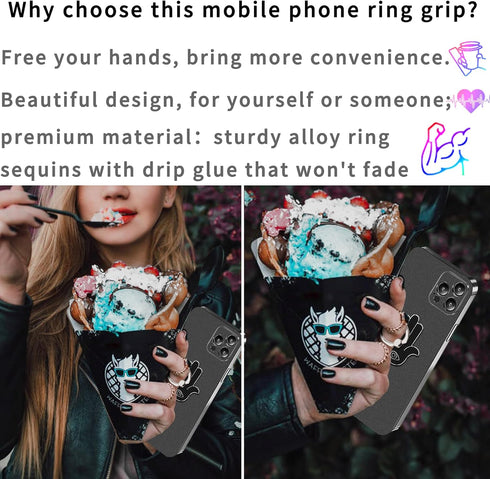 Hand Phone Grip Holder, Evil Eye Phone Ring Stand Compatible with Smartphone, Tablet, E-Reader, Etc (PHGR-BK)