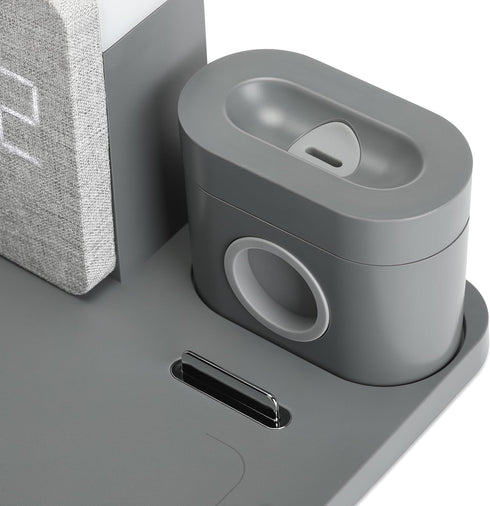 6 in 1 Fast Charging Station, 10W Wireless Charger with Alarm Clock and Night Light, Compatible with iPhone