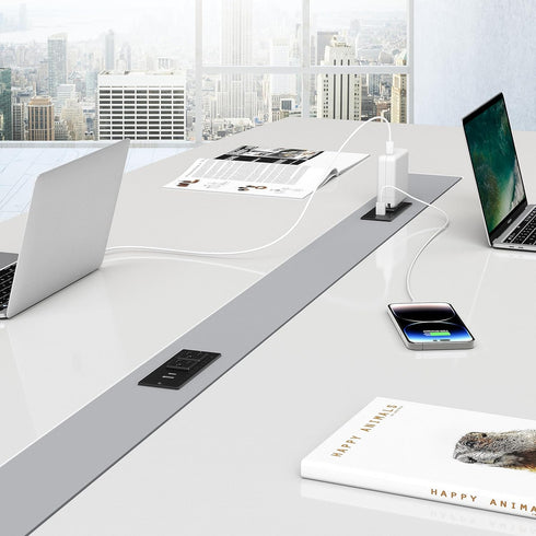 Conference Recessed Power Strip, 20W USB C Fast Charging, 2 Outlets, 2 USB Ports, 6ft Cord