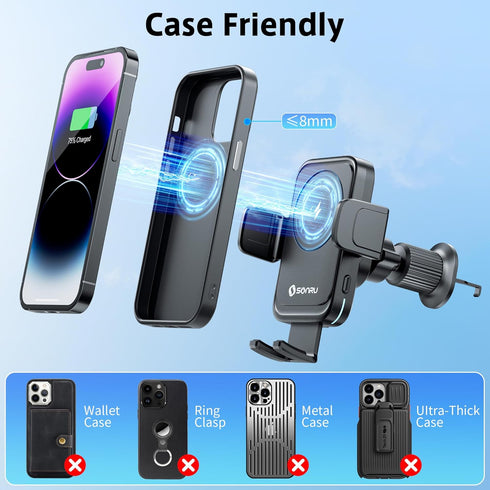 SONRU 15W 16/15/14/13/12/11, S25/24 Car Phone Holder Wireless Charger, Qi Wireless Car Charger Fast Charging Auto