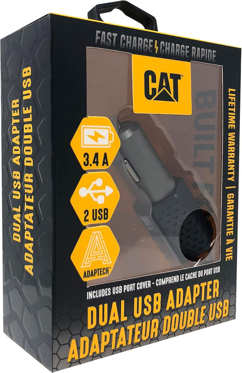 CAT Dual USB DC Vehicle Adapter (3.4 AMP), Multi USB Port Fast Car Charger for Charging Multiple Devices & Phones