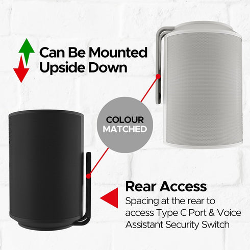 ERA100 Wall Mount Bracket, Low Profile, Twin Pack, Compatible with Sonos ERA 100 Speaker