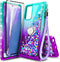 NZND Designed for Samsung Galaxy A03S Case, Cute Glitter Liquid Floating Waterfall Case with Screen Protector/Ring