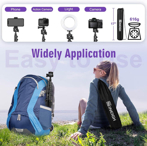Nineigh 80" Phone Tripod, Selfie Stick Cellphone Tripod, Aluminum Tripods Stand for Video Photo Vlog, Travel Tripods