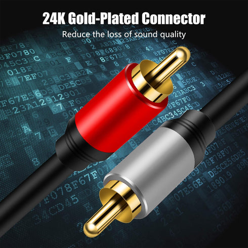 2RCA 2RCA 40Ft, 2 2 (40Ft/12M) Tan QY to Cable Gold-Plated RCA Male to RCA Male Stereo Audio Cable for Home Theater