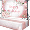 Breling 2 Pcs Pink Happy Birthday Backdrop Banner and Tablecloth for Women, Rose Gold Birthday Party Decorations