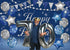 Navy Blue Happy Birthday Backdrop with Silver Glitter Balloons, Star Flag Sequins for Adult Birthday Party Decoration