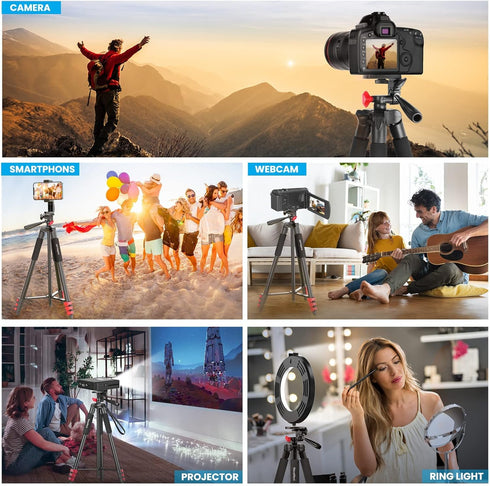 65” Phone Tripod for iPhone, Cellphone Tripod with Remote Shutter & Holder for Live Streaming
