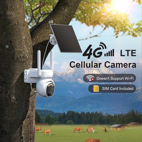 HOSAFE.COM 4G 360 2K 2-Way LTE Security Camera No Internet Needed, PTZ Outdoor Camera, Solar Camera Outdoor Wireless