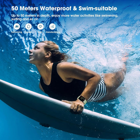 Smart Watch, Fitness Tracker with Heart Rate Monitor, Blood Oxygen, Sleep Tracking, 41mm Smartwatch 5ATM Waterproof with Pedometer for Women Men Compatible with Android iPhone iOS