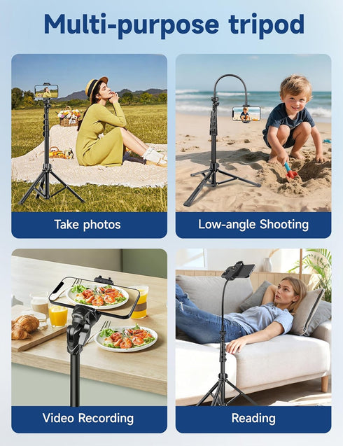 Victiv 85" 14 13 12 Phone Tripod Stand, Tall Cellphone Tripod for iPhone with Gooseneck Remote, Flexible Portable Phone