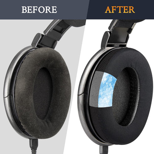 SOULWIT Cooling-Gel Earpads Replacement for Sennheiser Headphones - Ice Silk Fabric Ear Pads for HD650, HD660S, HD600,