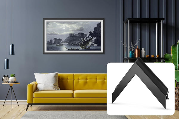 Deco TV Frames Alloy Scoop, Anodized Black Bezel Compatible with Samsung The Frame TV (3", Color Chip)