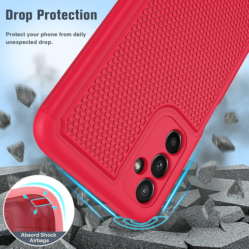 FNTCASE Dual Layer Heavy Duty Case for Samsung Galaxy A14 5G, Shockproof Rugged with Non-Slip Textured Back (Red)