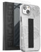 ENCASED iPhone 14 Finger Loop Case with Strap Grip & Screen Protector - Clear/White Lace Leaf Design