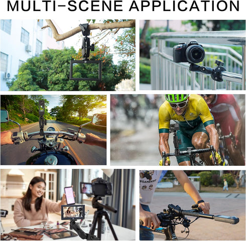 Super Camera Clamp Mount with 3.6" Socket Arm and 360° Ball Head - 1/4" Thread for Canon Nikon/DSLR/Gopro/Insta360