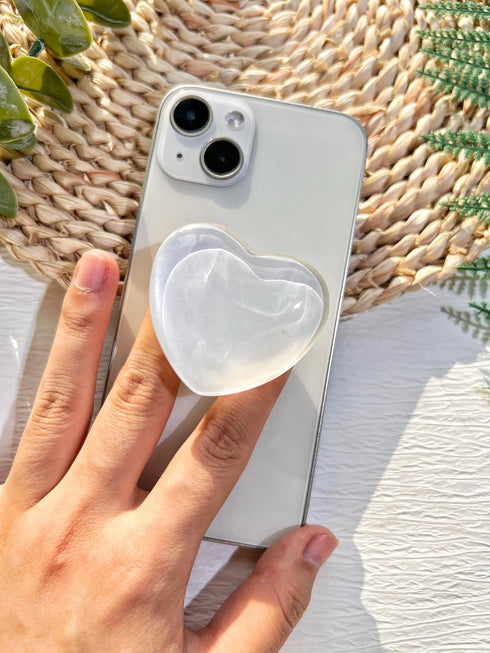 VJQ 3D Simple Heart Phone Grip Stand, Cute Solid Color Cell Phone Holder,Multi Functional Collapsible Phone Charms