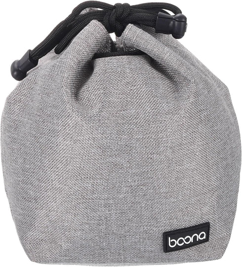PATIKIL Soft Drawstring Lens Case, Thick Fleece Cloth Camera Lens Bag for SLR Lens and Water Cups - Grey