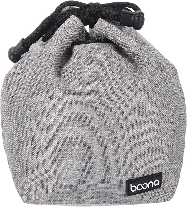 PATIKIL Soft Drawstring Lens Case, Thick Fleece Cloth Camera Lens Bag for SLR Lens and Water Cups - Grey