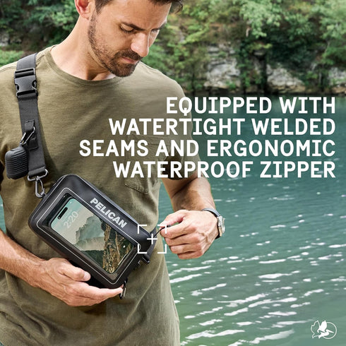 Pelican Marine Waterproof Sling Bag 2L, Crossbody Bag with Detachable Strap and Touchscreen Compatible Phone Compartment