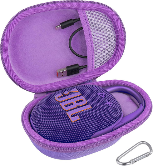 co2CREA Hard Carrying Case Replacement for JBL Clip 5 Waterproof Portable Wireless Portable Mini Bluetooth Speaker (Purple Case)