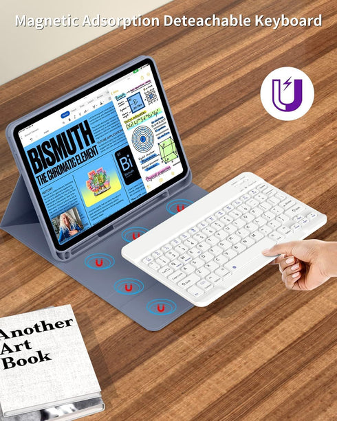 KENKE iPad 10th Generation Case with Keyboard 10.9 inch 2022, Thin & Light Detachable Wireless Bluetooth Keyboard Case,