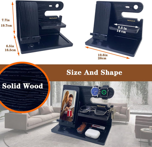 VEIYAILU Gifts for Dad Men Mom Women from Daughter Son Birthday Gifts Nightstand Organizer Mens Wood Phone Docking