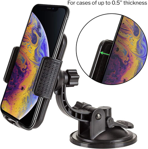Bestrix Phone Car Holder for Dash & Windshield, Compatible with iPhone & Galaxy Smartphones
