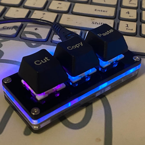 Mini 3-Key Cut Copy Paste Keyboard Ctrl X C V Shortcut One Handed RGB Macro Pad Gaming Mechanical Keyboard OSU Keypad