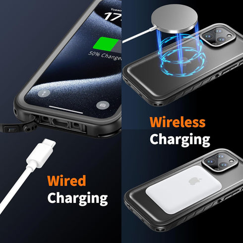 Cozycase Waterproof Shockproof Case for iPhone 15 Pro - Heavy Duty 360 Full Body Military Grade Protection with