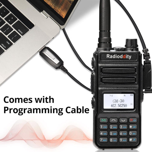 Radioddity GM-30 GMRS Handheld Radio - Long Range Two Way Radio with 11 NOAA Channels, Includes 2 Batteries