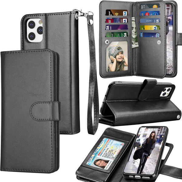 Tekcoo Wallet Case for iPhone 11, 2019 Luxury ID Cash Credit Card Slots Holder, Detachable Magnetic Hard Case, Black