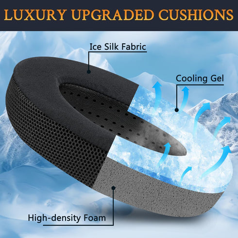 SOULWIT Cooling-Gel Earpads Replacement for Sennheiser Headphones - Ice Silk Fabric Ear Pads for HD650, HD660S, HD600,