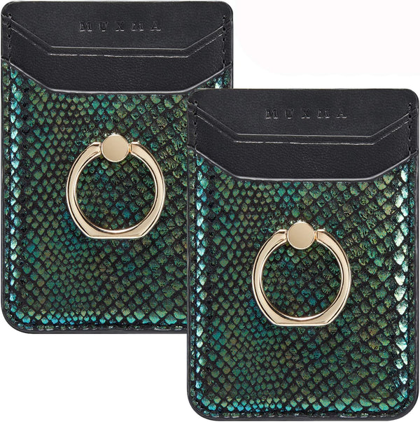 BIAJIYA RFID Leather Phone Card Holder - Adhesive Stick-on Wallet for Most Smartphones