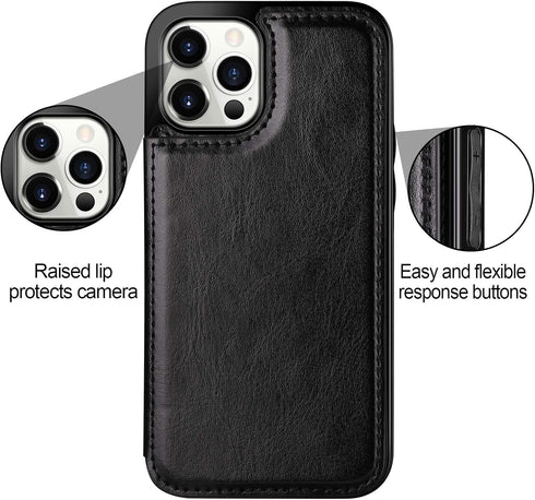 HianDier Wallet Case for iPhone 12 Pro MAX, Slim Protective with Credit Card Slot Holder, Flip Folio Soft PU Leather,