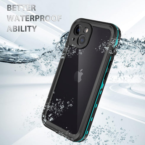 iPhone 13 Case Waterproof Shockproof - Built-in Screen Protector for Rugged Heavy Duty Full Body Protection, Clear Blue