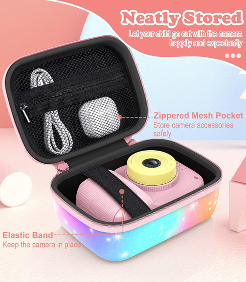 MoKo Kids Camera Case for Seckton/Goopow/CIMELR/Ourlife/OZMI/GKTZ/Dylanto/PROGRACE/Rindol, PU Hard Carrying Bag