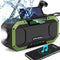 Emergency Radio Waterproof Bluetooth Speaker, Portable AM FM NOAA Weather Radio, Hand Crank Solar Powered, 5000mAh